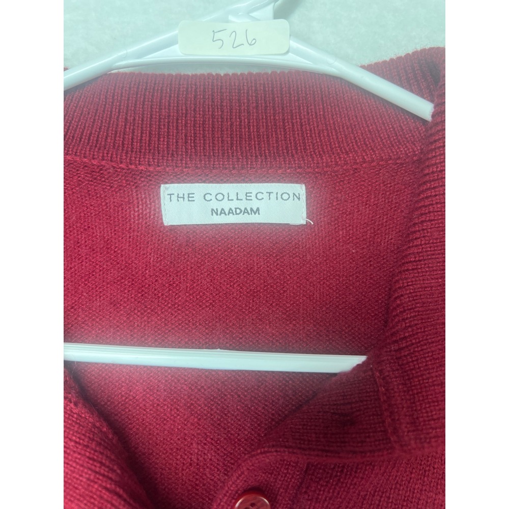 Naadam The Collection Wool Cashmere Polo Sweater Berry Red Womens Large L - Picture 3 of 6